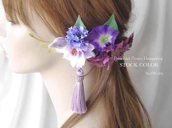 STOCK COLOR クレマチスと朝顔の髪飾り